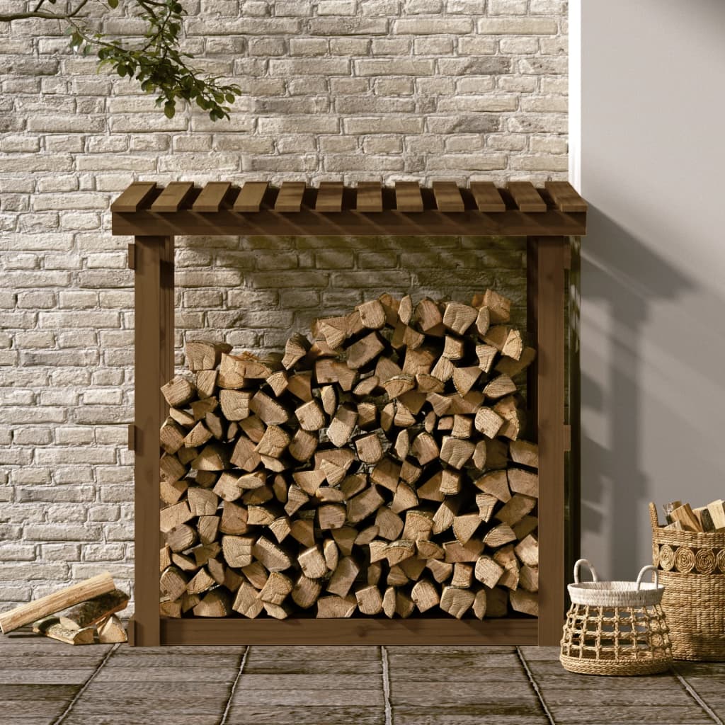vidaXL Stojan na palivové drevo medový 108x64,5x109cm masívna borovica