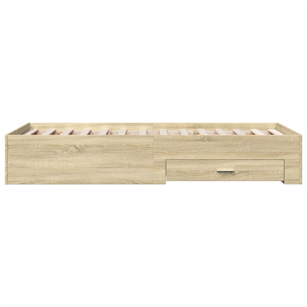 vidaXL Posteľný rám so zásuvkami dub sonoma 90x190 cm kompozitné drevo