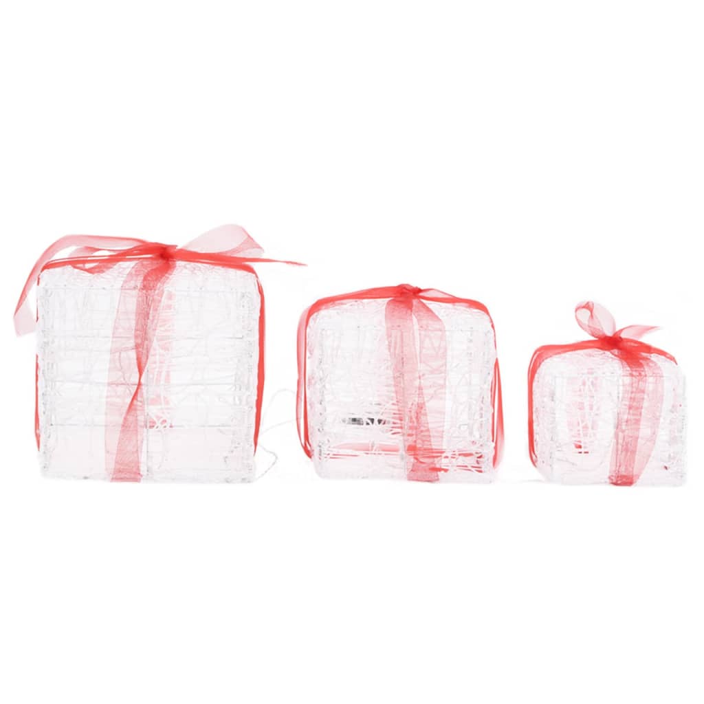 vidaXL Dekoratívne akrylové vianočné darčekové krabičky 3 ks farebné