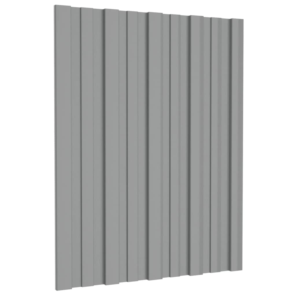 vidaXL Strešné panely 12 ks pozinkovaná oceľ sivé 60x45 cm