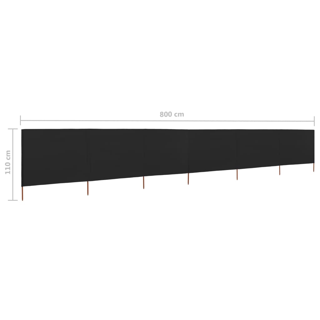 vidaXL 6-panelová zábrana proti vetru 800x80 cm čierna