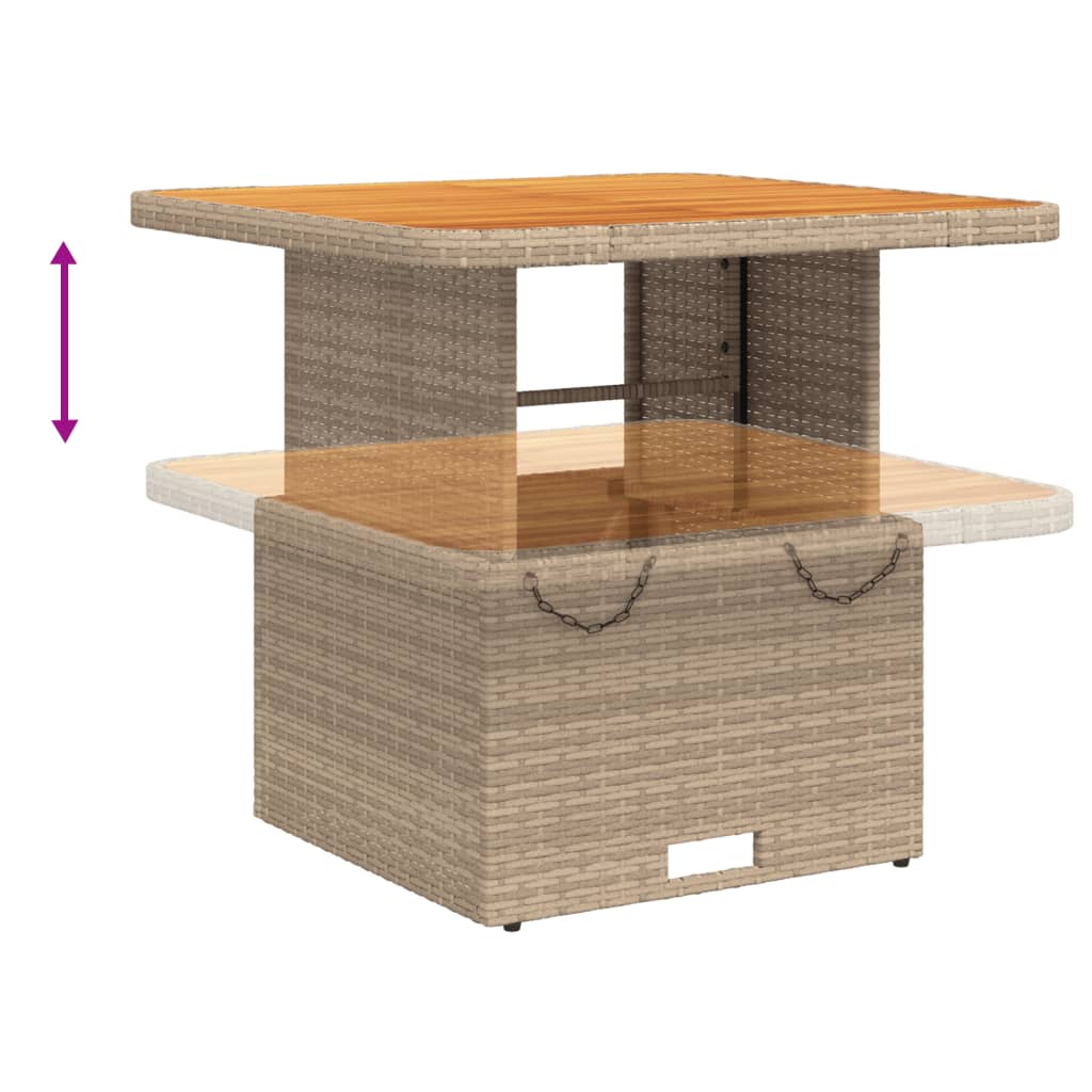 vidaXL Záhradný stôl béžový 80x80x71 cm polyratan a akáciové drevo