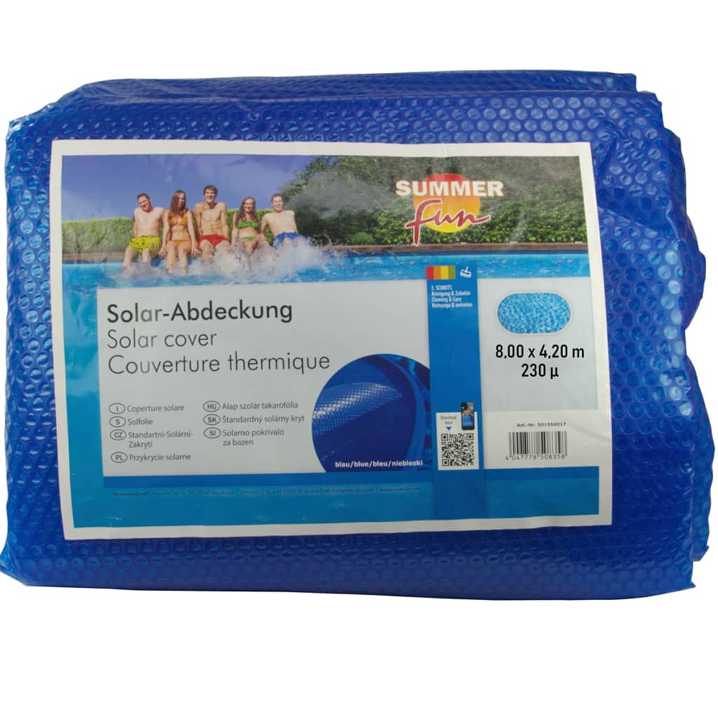 Summer Fun Letná solárna plachta na bazén, oválna 800x420cm, PE, modrá