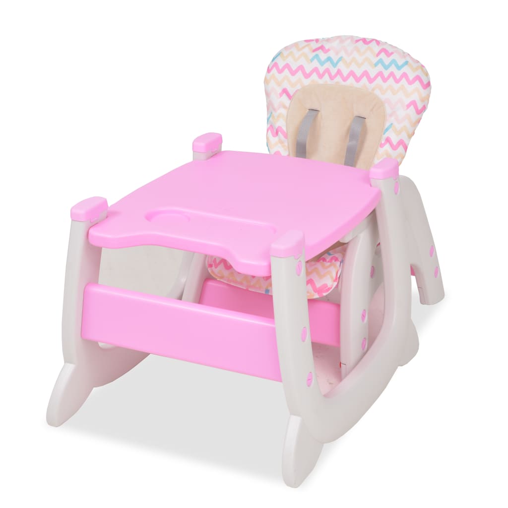 vidaXL Vysoká detská jedálenská stolička s pultíkom 3-v-1, ružová