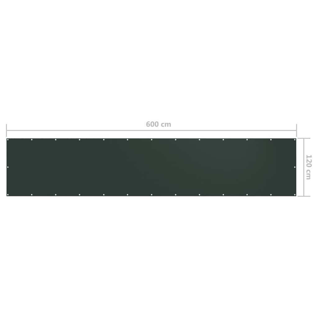 vidaXL Balkónová markíza, tmavozelená 120x600 cm, oxfordská látka