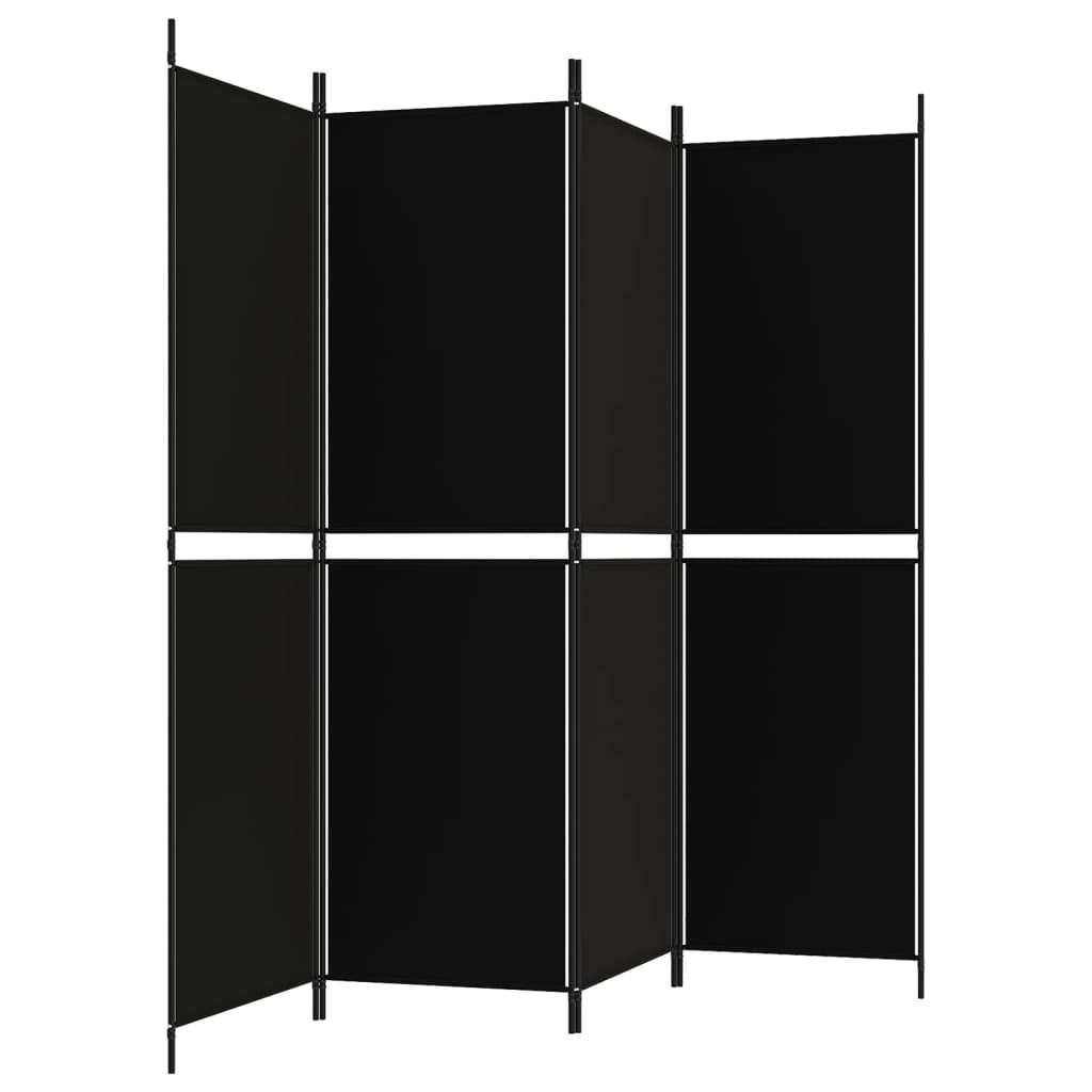 vidaXL 4-panelový paraván čierny 200x180 cm látka