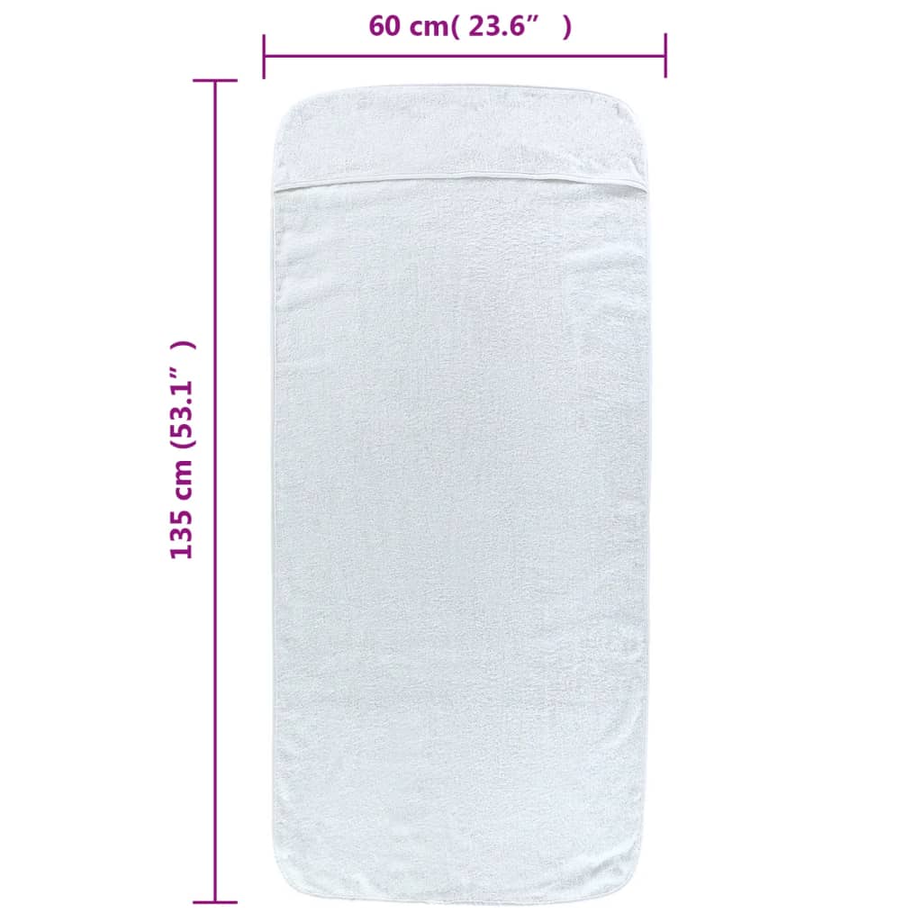 vidaXL Plážové uteráky 4 ks biele 60x135 cm látka 400 GSM