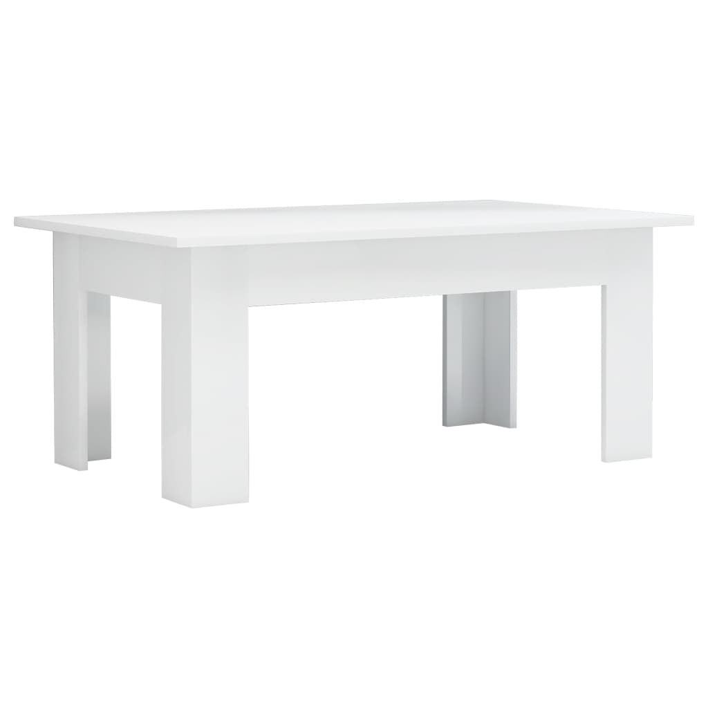 vidaXL Konferenčný stolík lesklý biely 100x60x42 cm drevotrieska