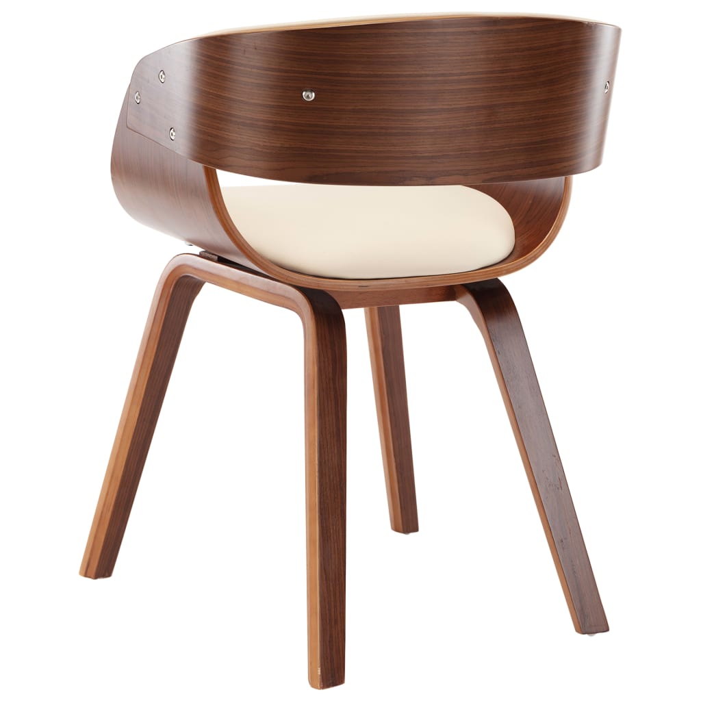 vidaXL Jedálenská stolička, krémová, ohýbané drevo a umelá koža