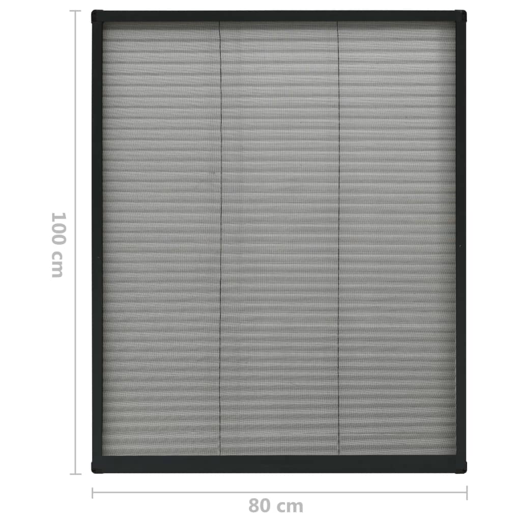 vidaXL Plisovaná okenná sieťka proti hmyzu, hliník, antracit 80x100 cm