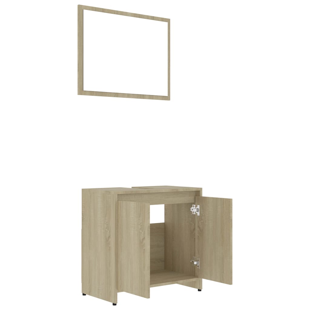 vidaXL 3-dielna súprava kúpeľňového nábytku, dub sonoma, drevotrieska