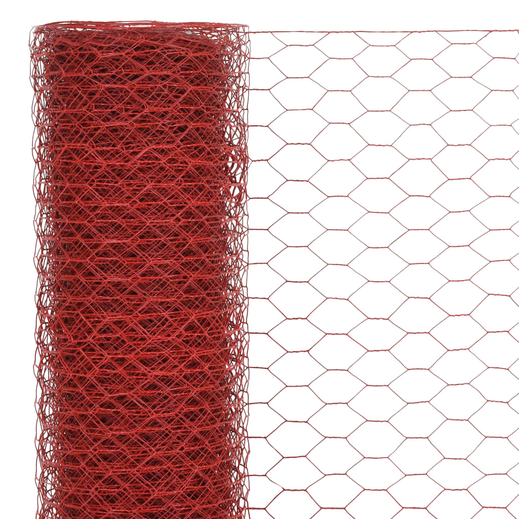 vidaXL Drôtené pletivo, oceľ potiahnutá PVC 25x0,75 m, červené