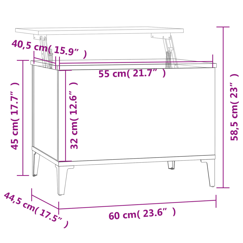 vidaXL Konferenčný stolík betónovosivý 60x44,5x45 cm spracované drevo
