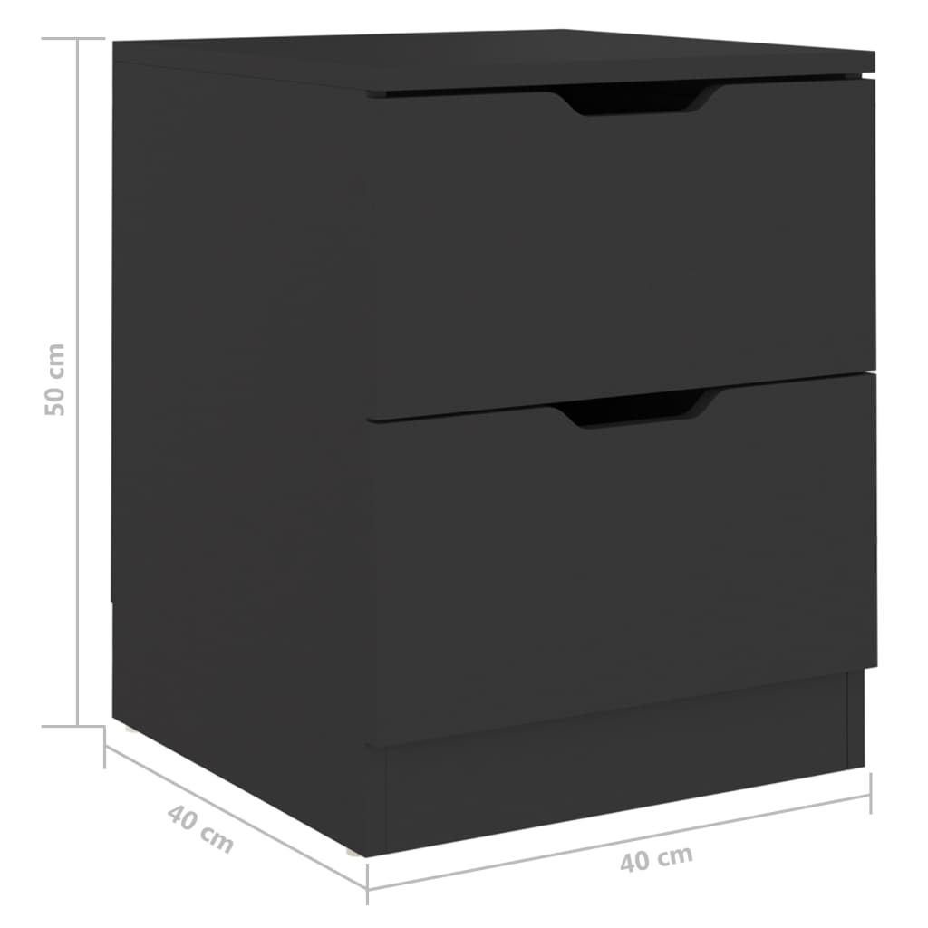 vidaXL Nočné stolíky 2 ks čierne 40x40x50 cm drevotrieska