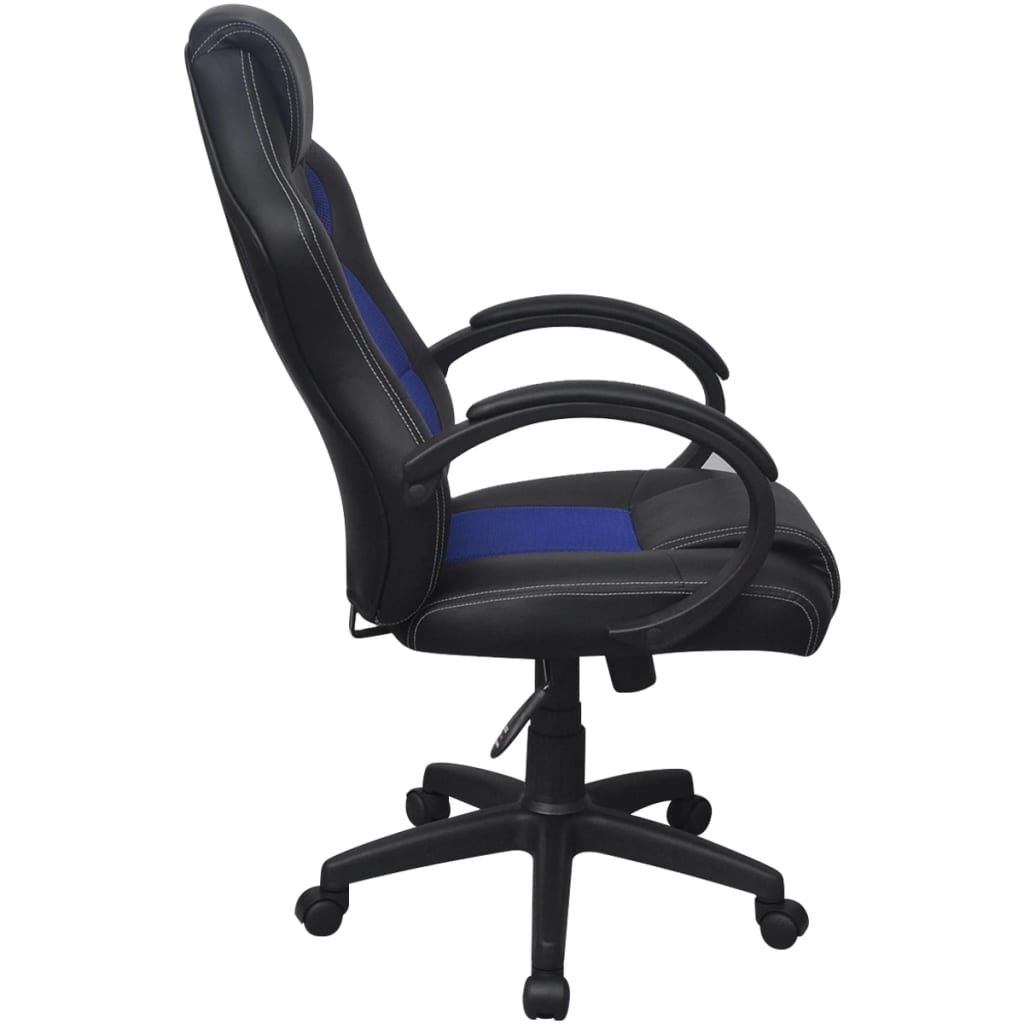 Modré kancelárske kreslo z umelej kože v podobe pretekárskeho sedadla vidaXL