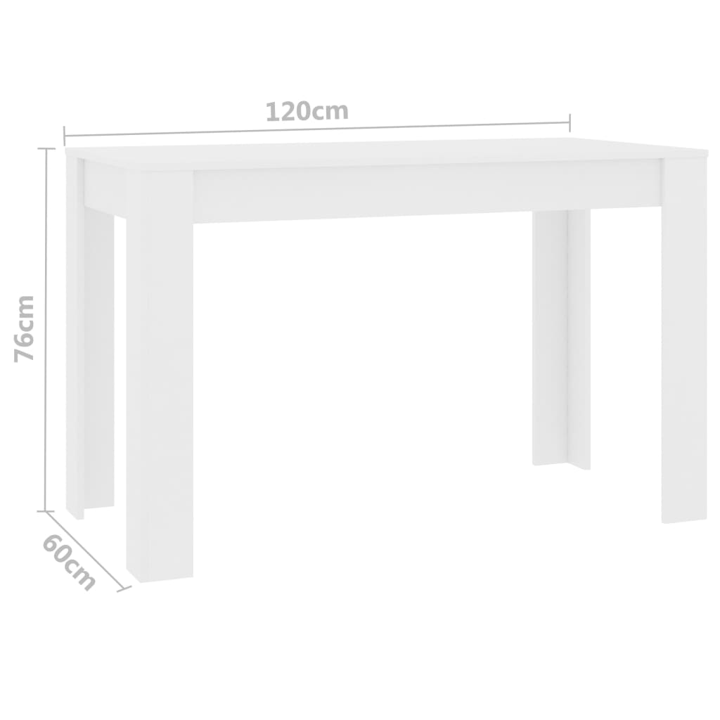 vidaXL Jedálenský stôl biely 120x60x76 cm drevotrieska