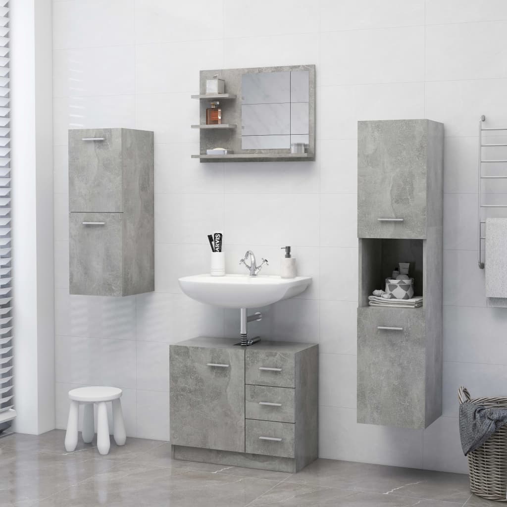 vidaXL Kúpeľňové zrkadlo, betónovo sivé 60x10,5x45cm, kompozitné drevo