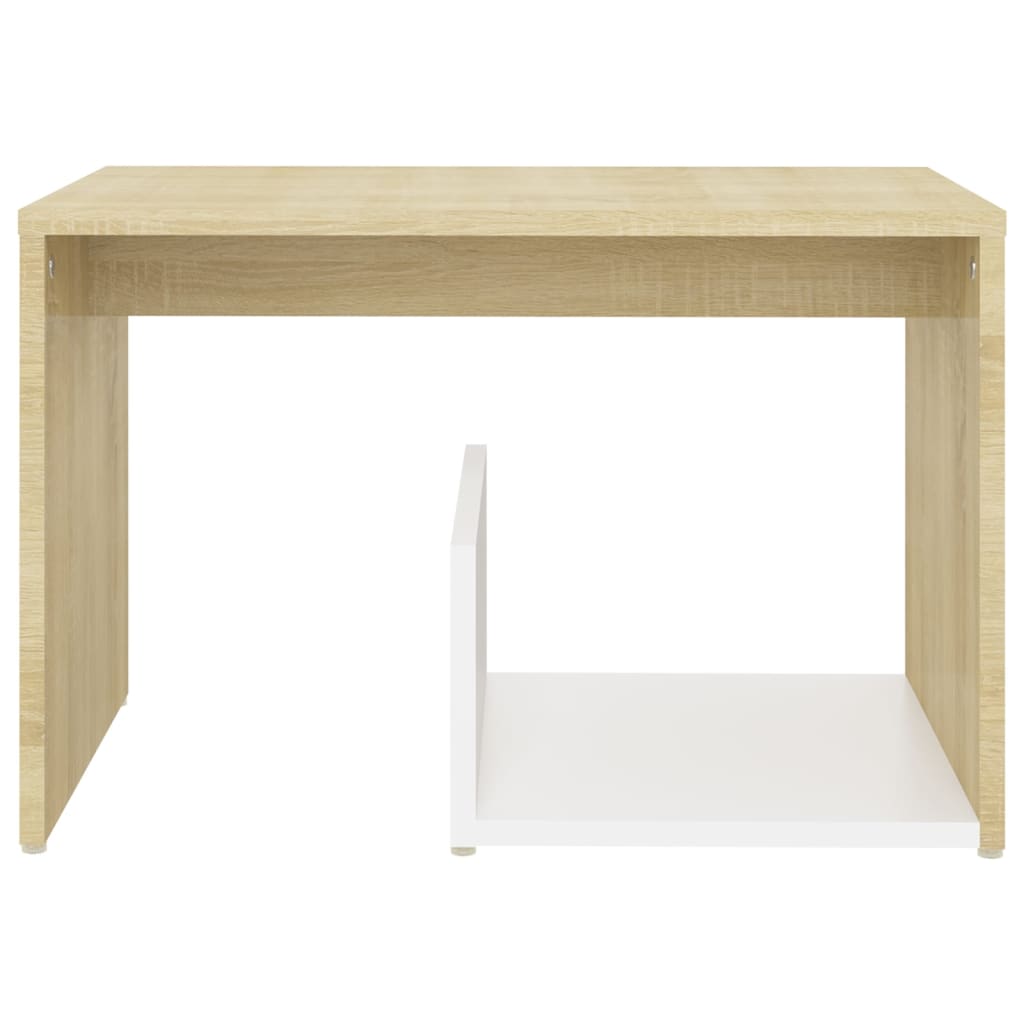vidaXL Príručný stolík, biela a sonoma 59x36x38 cm, kompozitné drevo