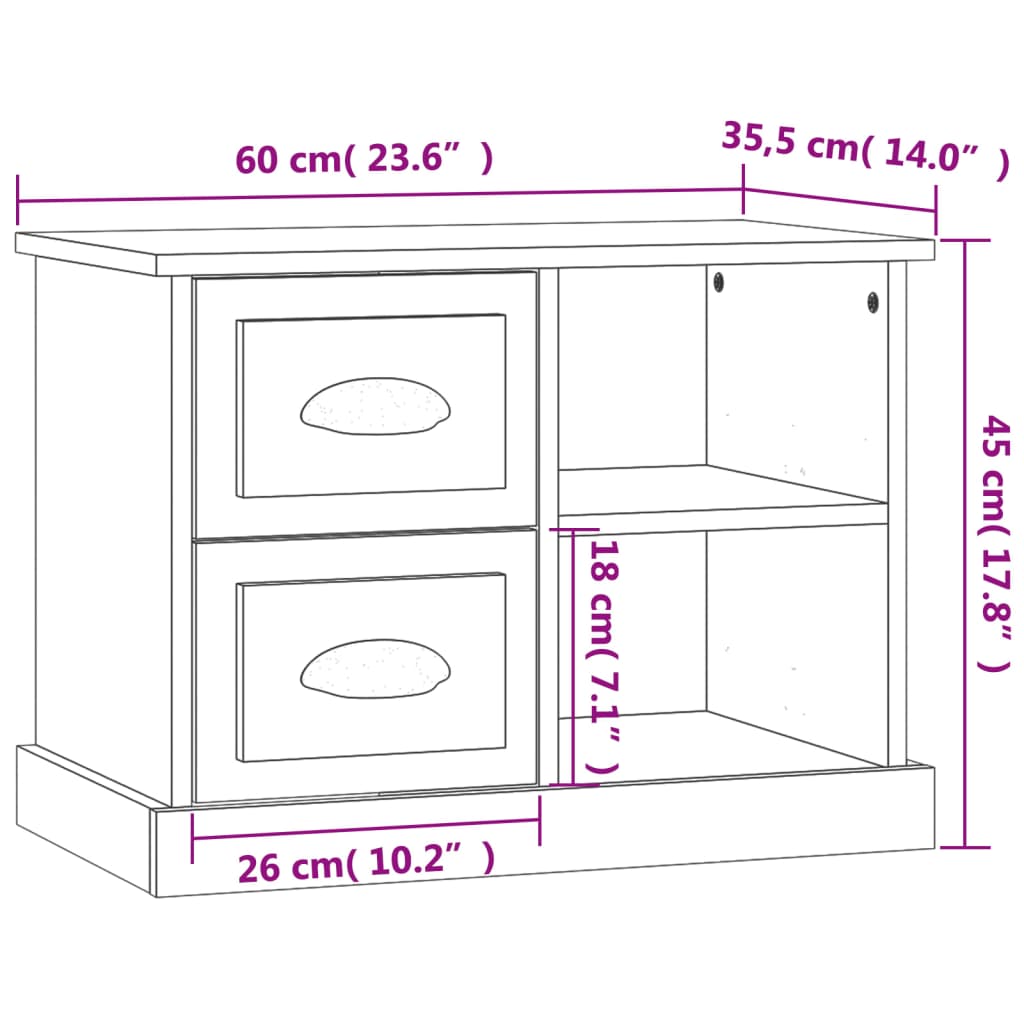 vidaXL Nočný stolík lesklý biely 60x35,5x45 cm
