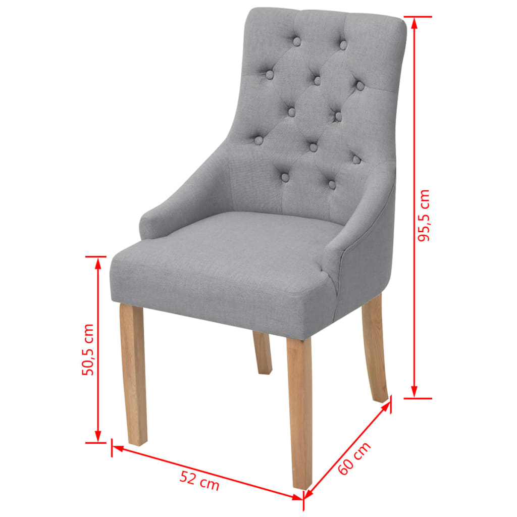 vidaXL Jedálenské stoličky 2 ks, svetlosivé, látka
