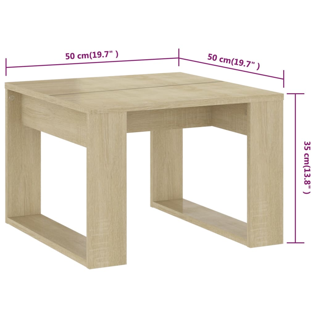 vidaXL Príručný stolík dub sonoma 50x50x35 cm drevotrieska