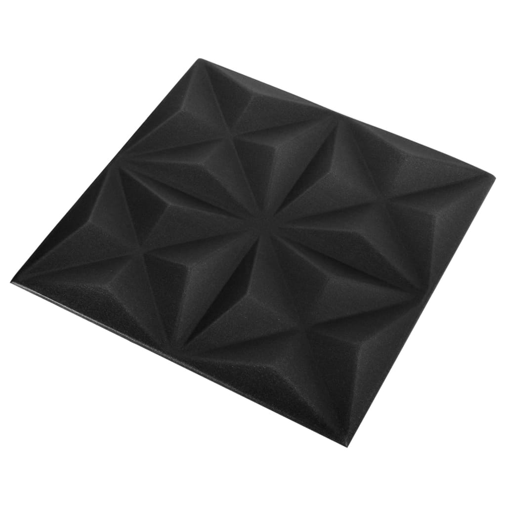 vidaXL 3D nástenné panely 12 ks 50x50 cm, origami, čierne 3 m²