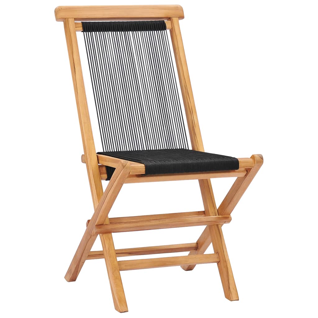 vidaXL Skladacie záhradné stoličky 2 ks, tíkový masív a povrázky