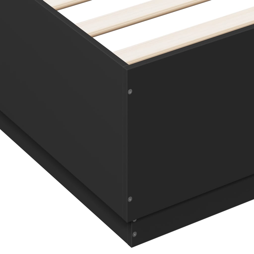 vidaXL Posteľný rám s LED svetlami čierny 120x200 cm kompozitné drevo