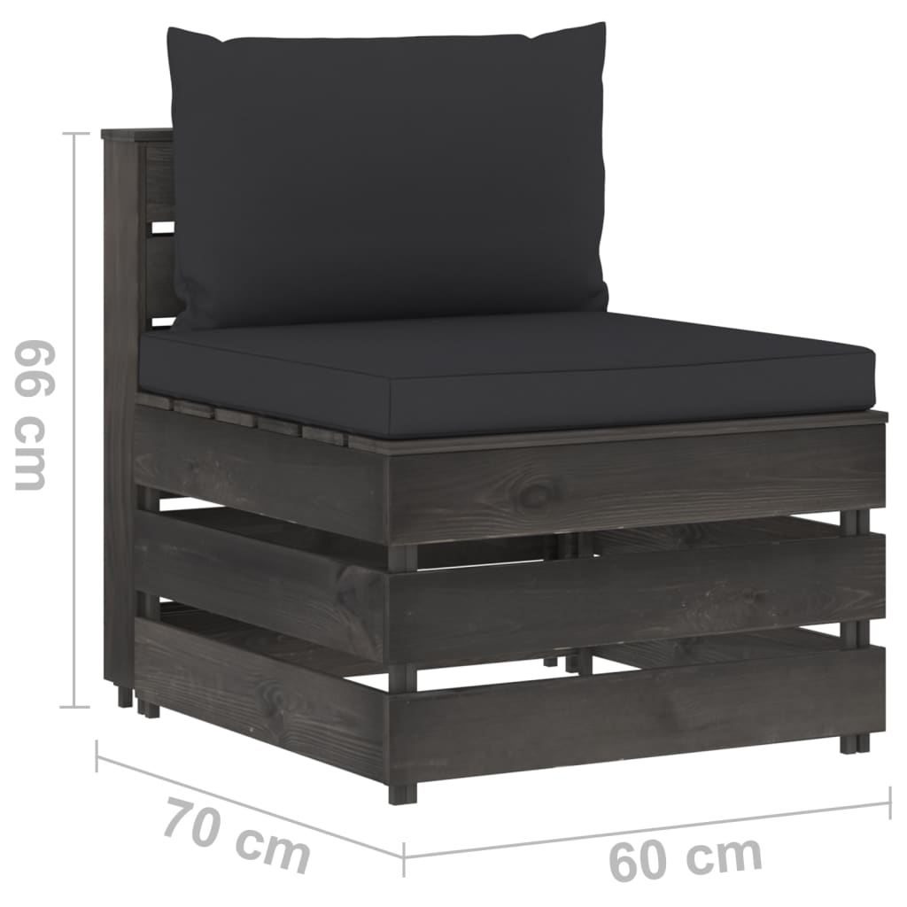 vidaXL 7-dielna záhradná sedacia súprava s podložkami sivá impregnované drevo