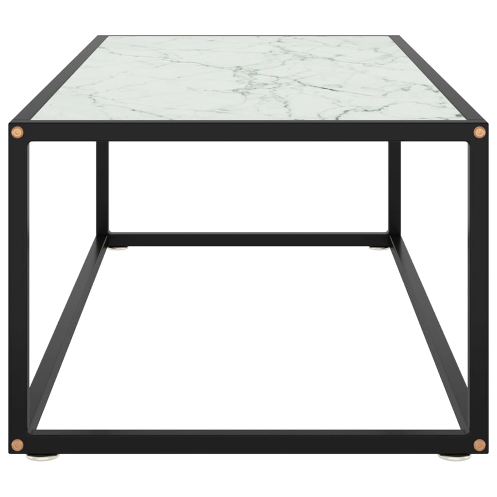 vidaXL Konferenčný stolík, čierny, biele mramorové sklo 100x50x35 cm