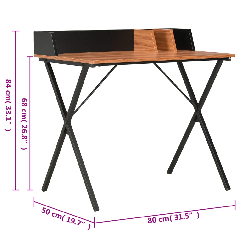 vidaXL Stôl čierny a hnedý 80x50x84 cm