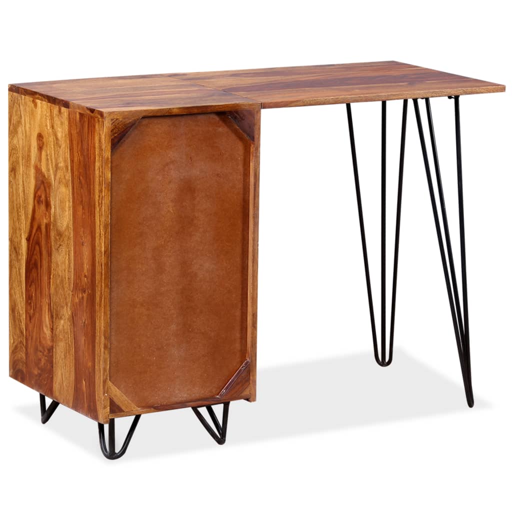 vidaXL Písací stôl s 1 zásuvkou a 1 skrinkou, masívne sheesamové drevo