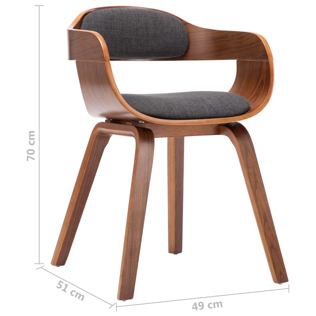 vidaXL Jedálenské stoličky 2 ks, tmavosivé, látka a ohýbané drevo