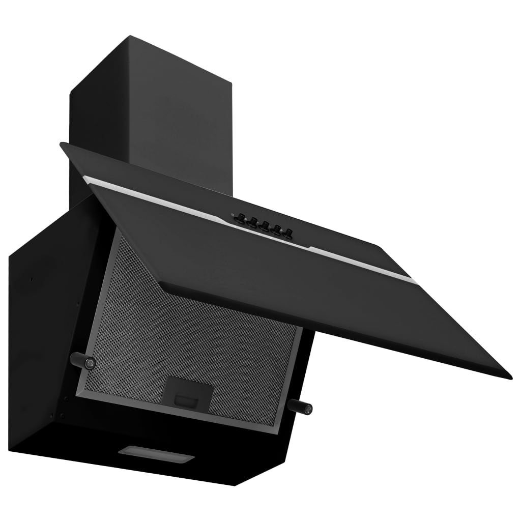 vidaXL Nástenný digestor 60cm, nehrdzavejúca oceľ+tvrdené sklo, čierny