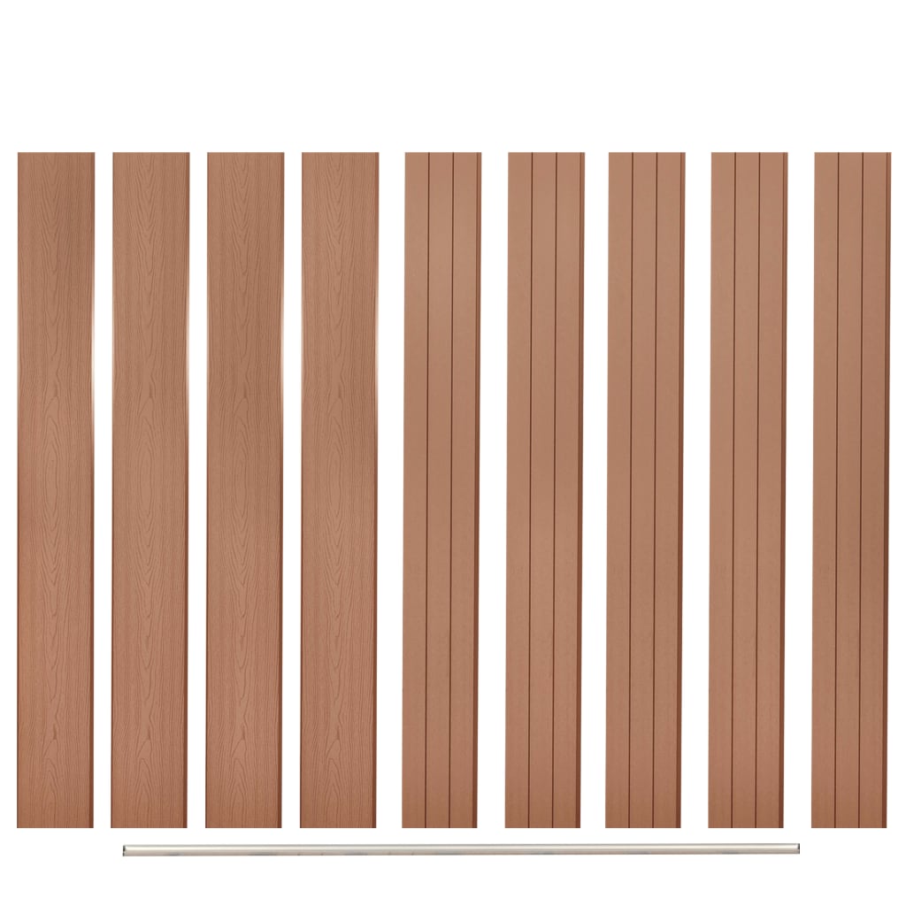 vidaXL Náhradné plotové dosky 9 ks, WPC, 170 cm, hnedé