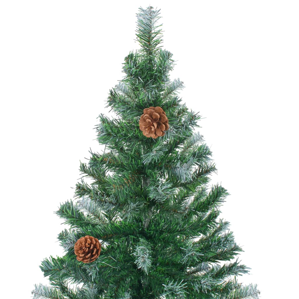 vidaXL Mrazom pokrytý vianočný stromček so šiškami 150 cm