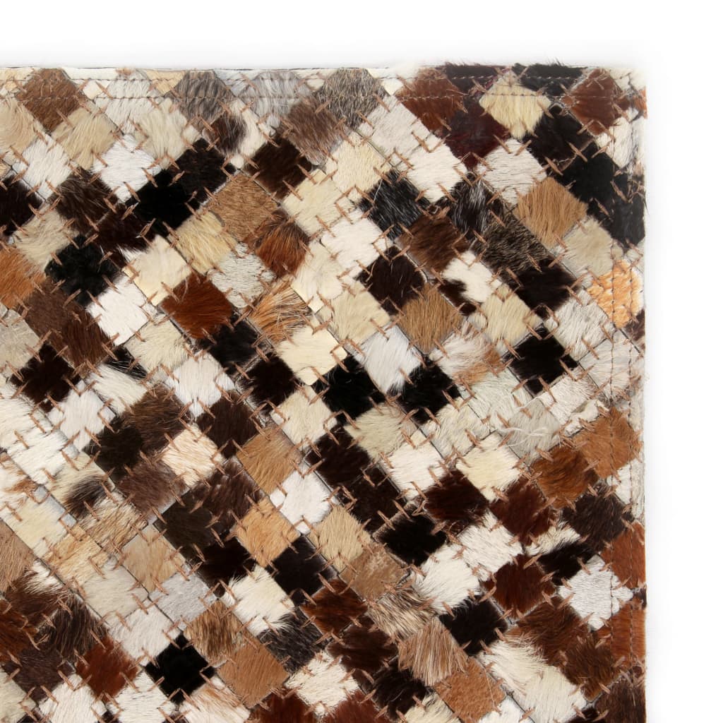 vidaXL Koberec z kúskov pravej kože, 160x230 cm, štvorec, hnedo-biely