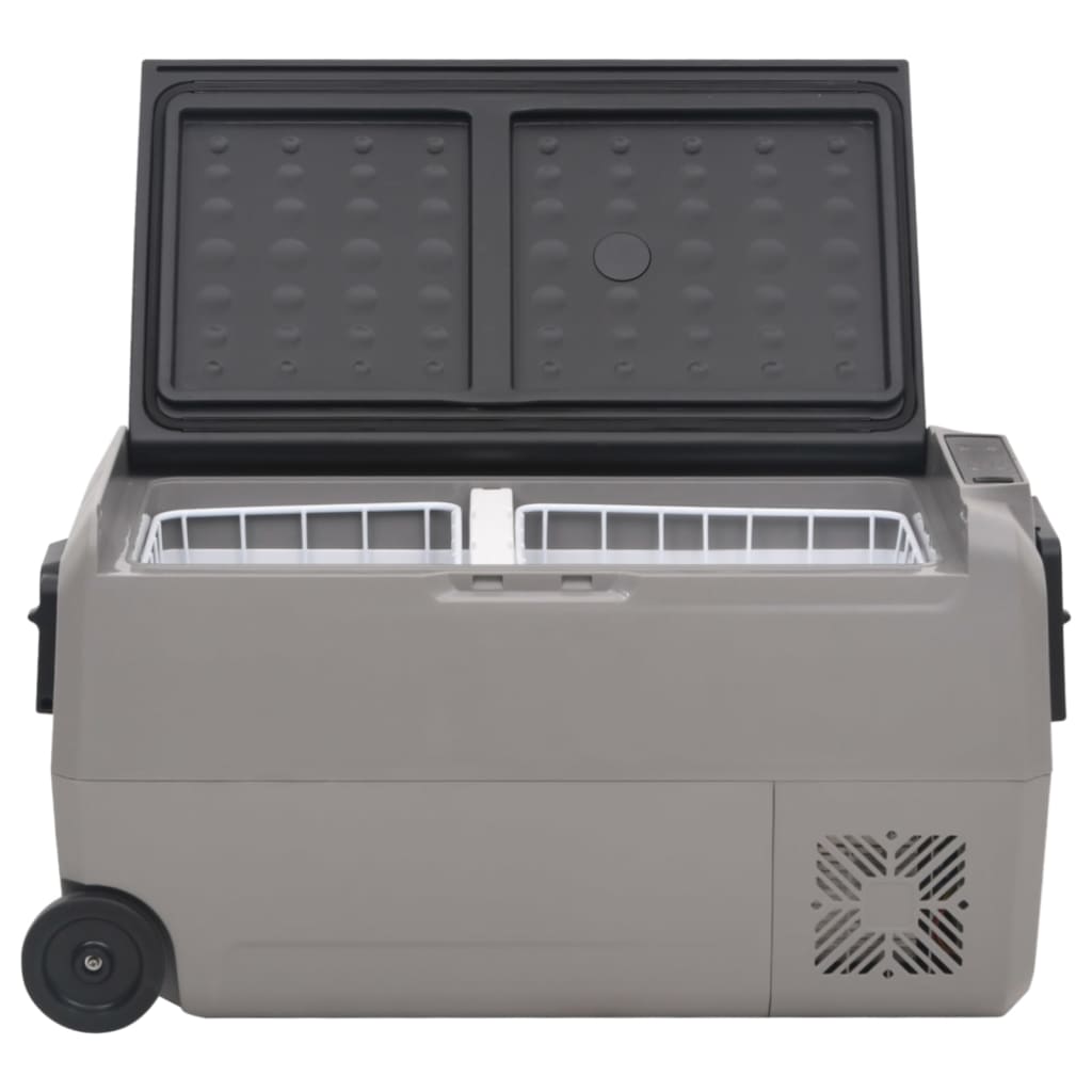 vidaXL Chladiaci box s kolieskom a adaptérom čierno-sivý 36 l PP a PE