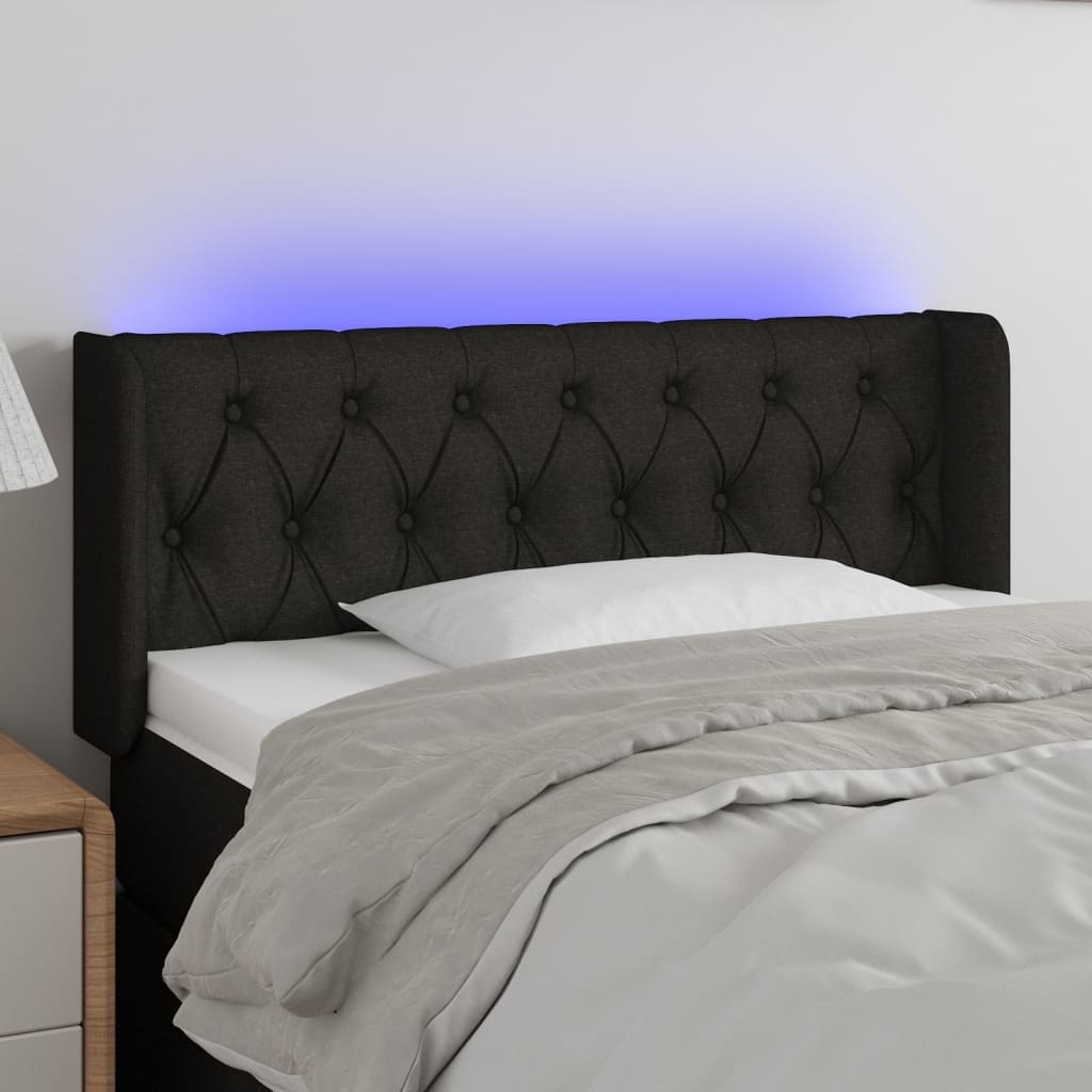 vidaXL Čelo postele s LED čierne 103x16x78/88 cm látka