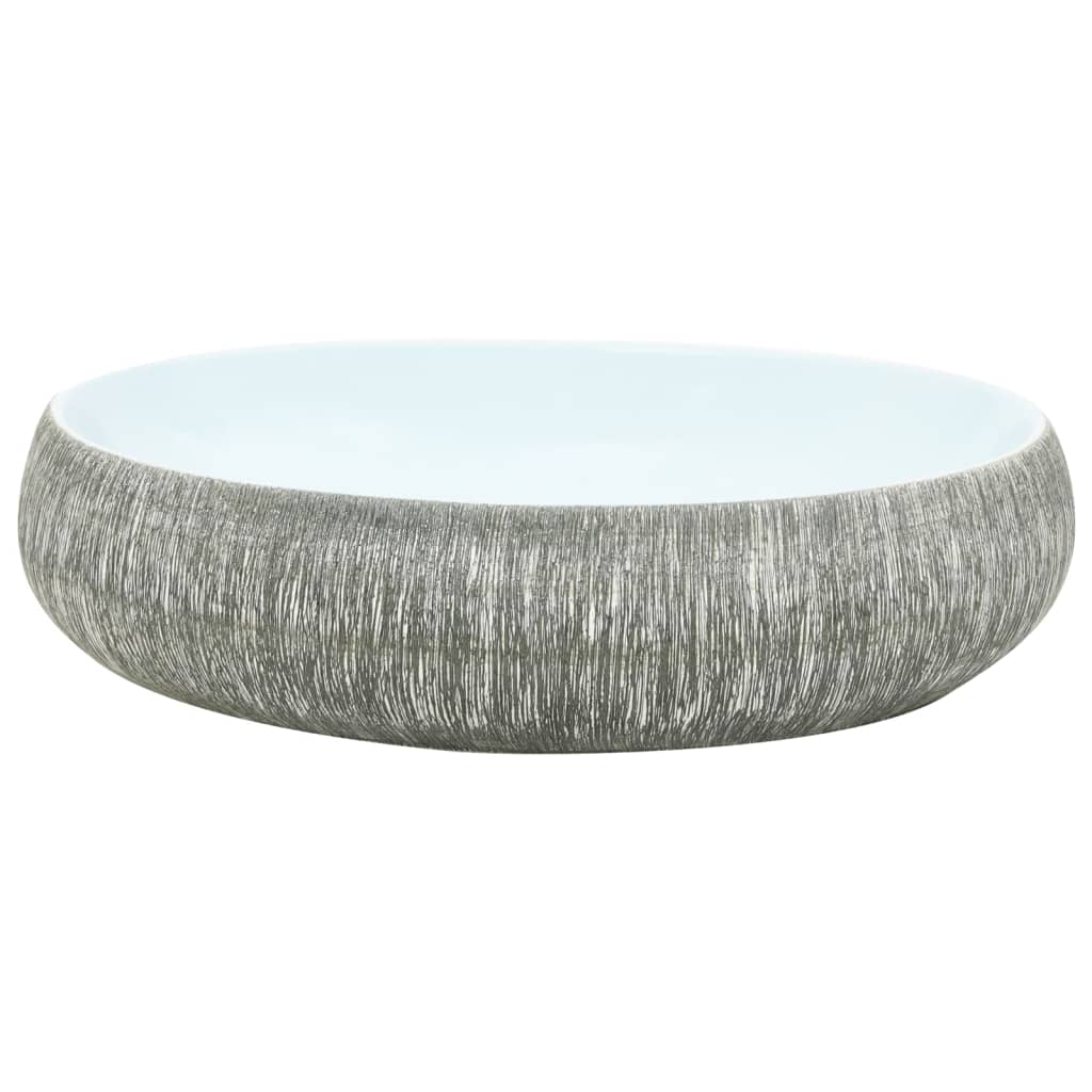 vidaXL Umývadlo na dosku sivo-modré oválne 59x40x15 cm keramika