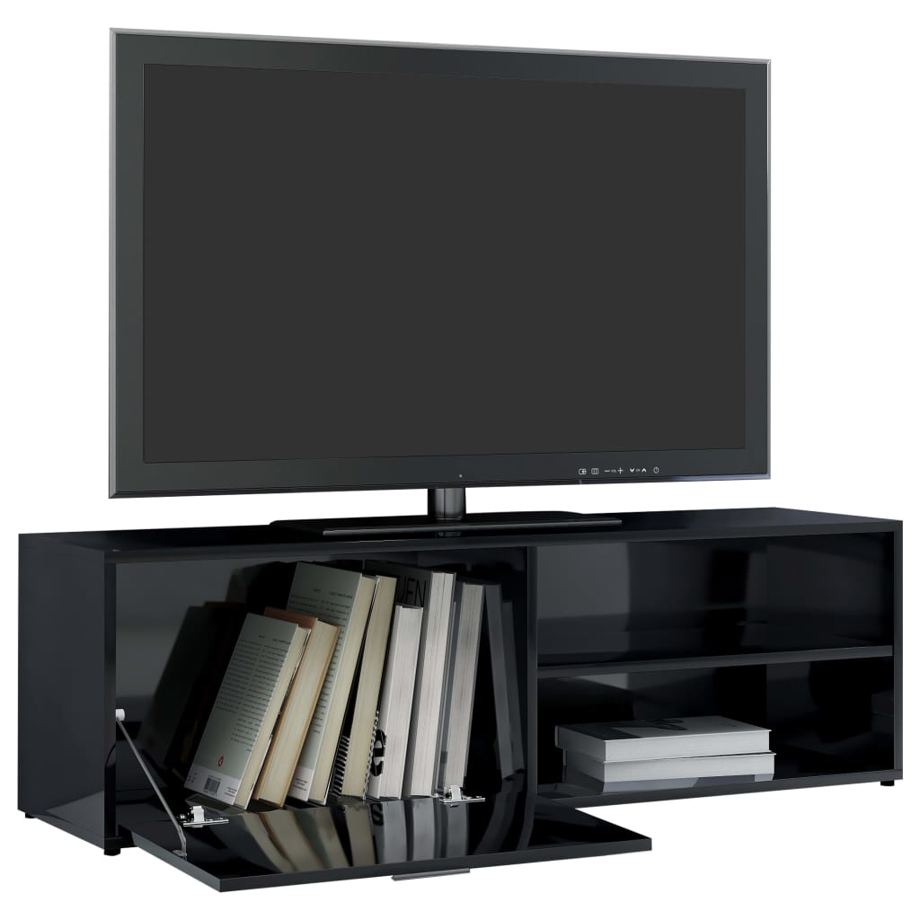 vidaXL TV skrinka, lesklá čierna 120x34x37 cm, drevotrieska