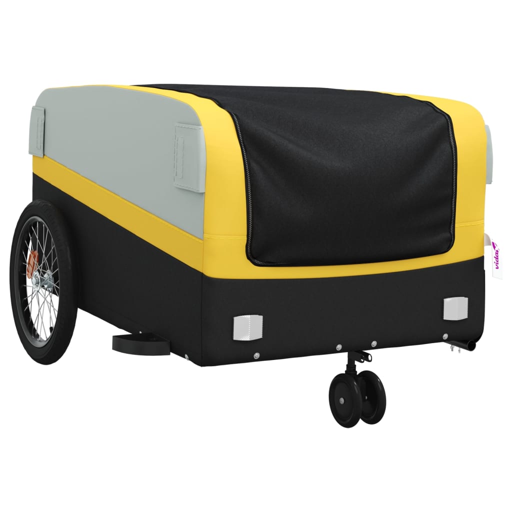 vidaXL Vozík za bicykel, čierno žltý 45 kg, železo