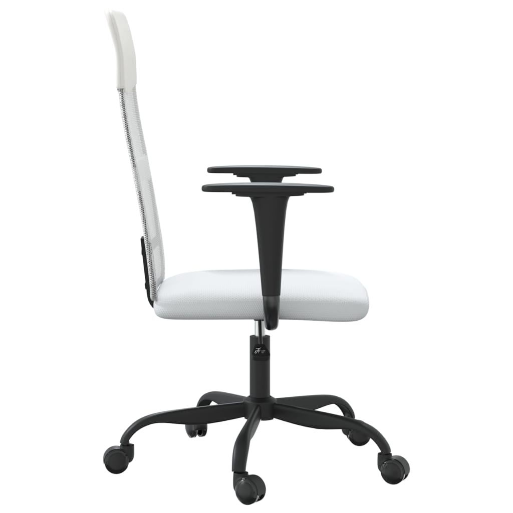 vidaXL Kancelárska stolička, nastaviteľná výška biela látka+umelá koža