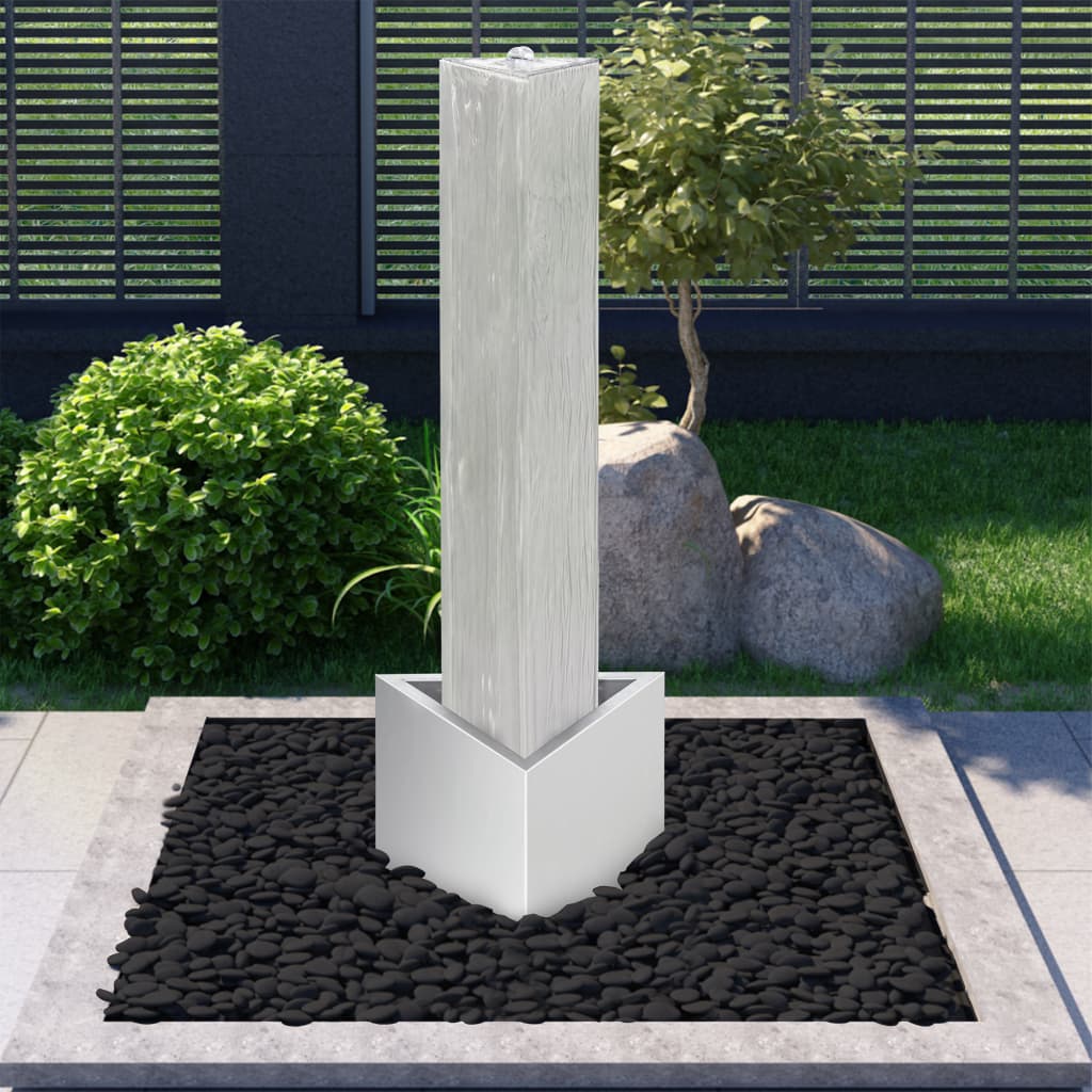 vidaXL Záhradná fontána, strieborná 37,7x32,6x110 cm, oceľ