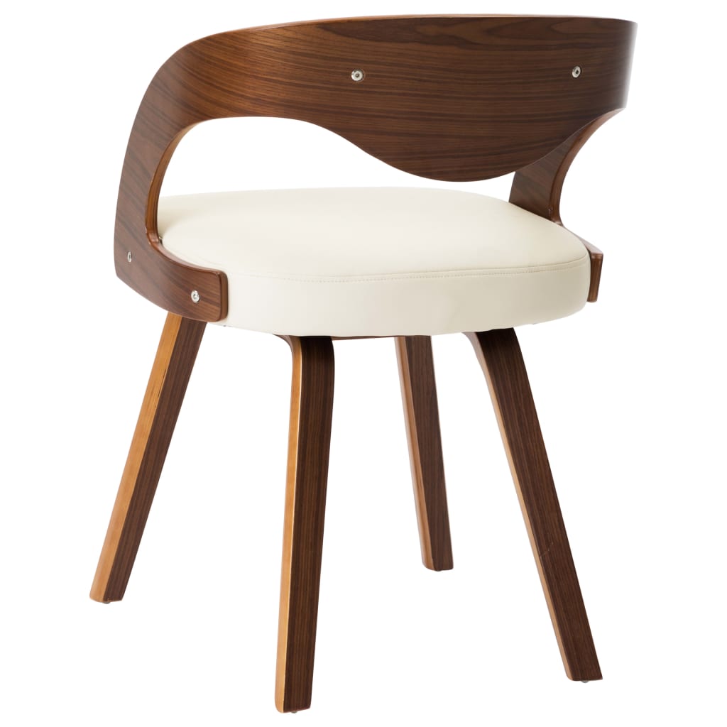 vidaXL Jedálenské stoličky 2 ks krémové ohýbané drevo a umelá koža