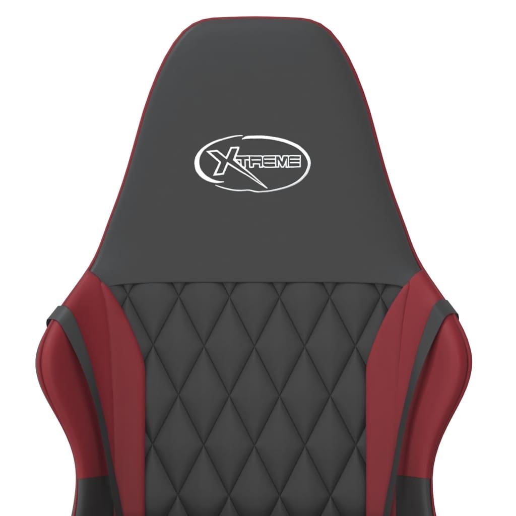 vidaXL Masážna herná stolička čierna a vínovočervená umelá koža