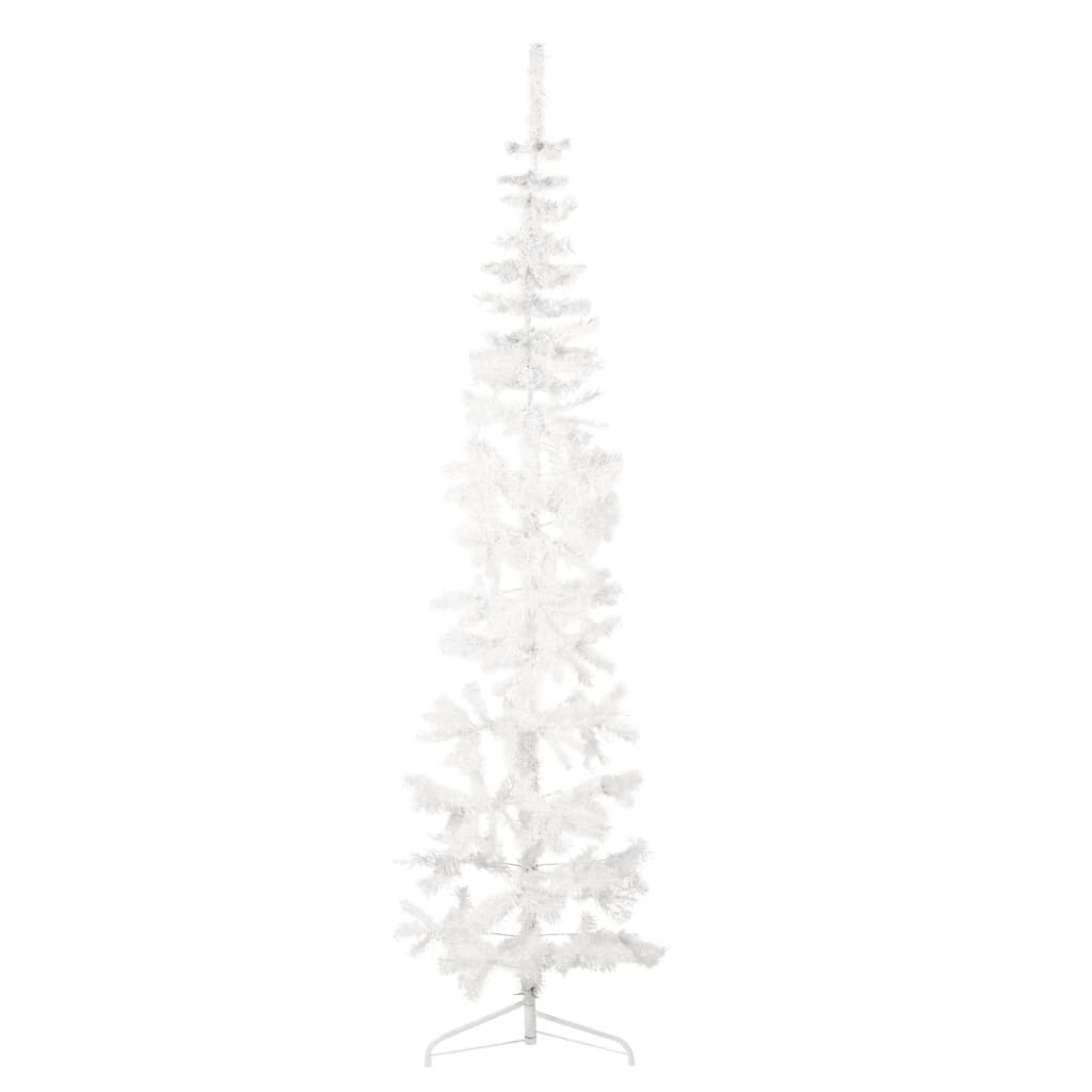 vidaXL Umelý vianočný polovičný stromček s podstavcom biely 240 cm