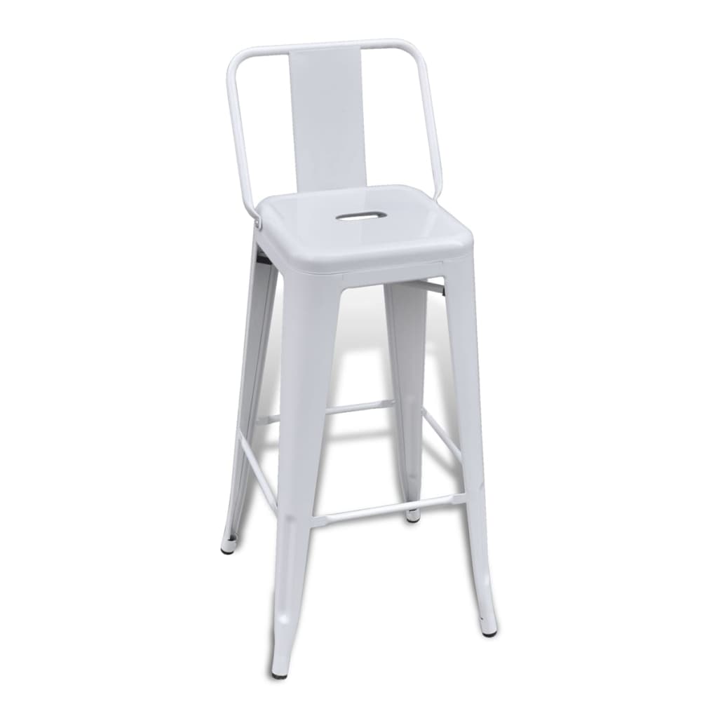 vidaXL Barové stoličky 4 ks biele oceľ