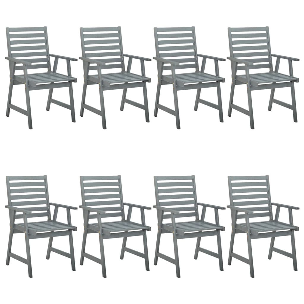 vidaXL Záhradné jedálenské stoličky 8 ks sivé akáciový masív