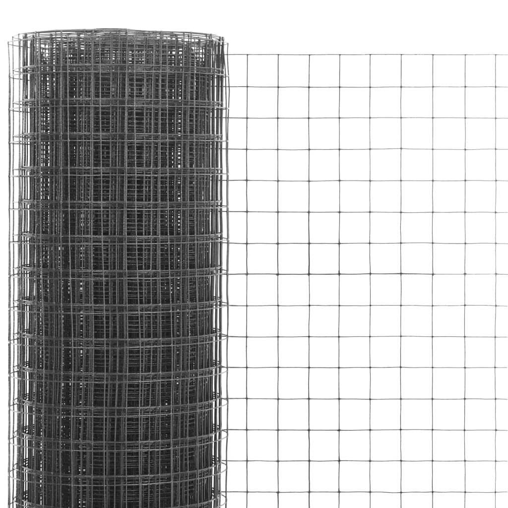 vidaXL Drôtené pletivo, oceľ potiahnutá PVC 25x0,5 m, sivé